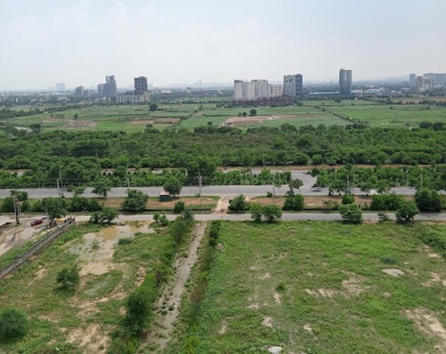 Saini_a city with a lot of green grass and trees